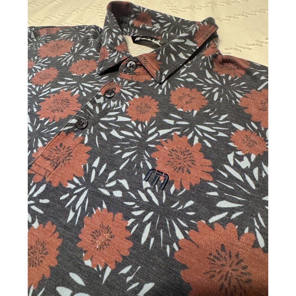 Travis Mathew Polo Shirt Men’s L Scenic Pass Floral Golf Short Sleeve Gym